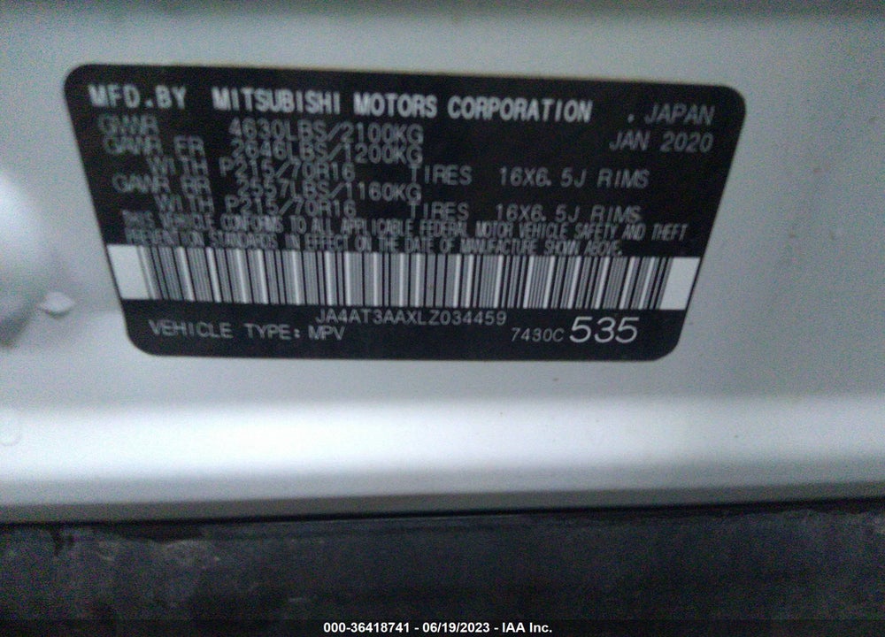 2020 MITSUBISHI ECLIPSE CROSS ES 1.5T AWC VIN: JA4AT3AAXLZ034459