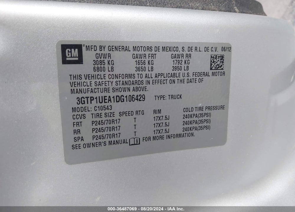 2013 GMC SIERRA C1500 SL VIN: 3GTP1UEA1DG106429