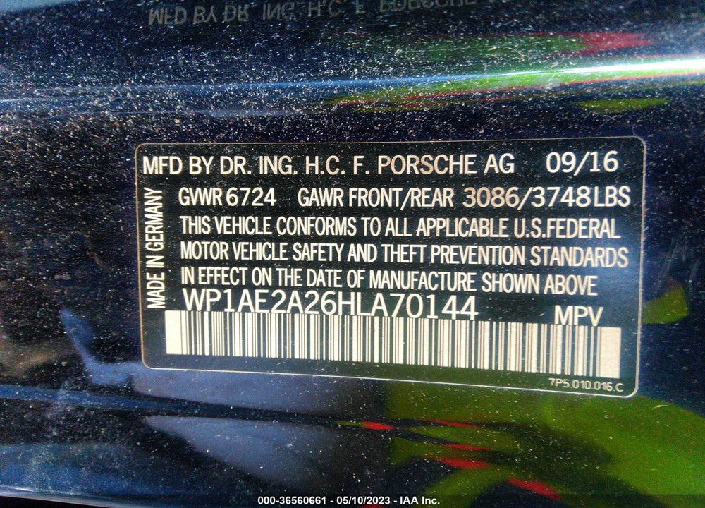2017 PORSCHE CAYENNE E-HYBRID S PLATINUM EDITION VIN: WP1AE2A26HLA70144