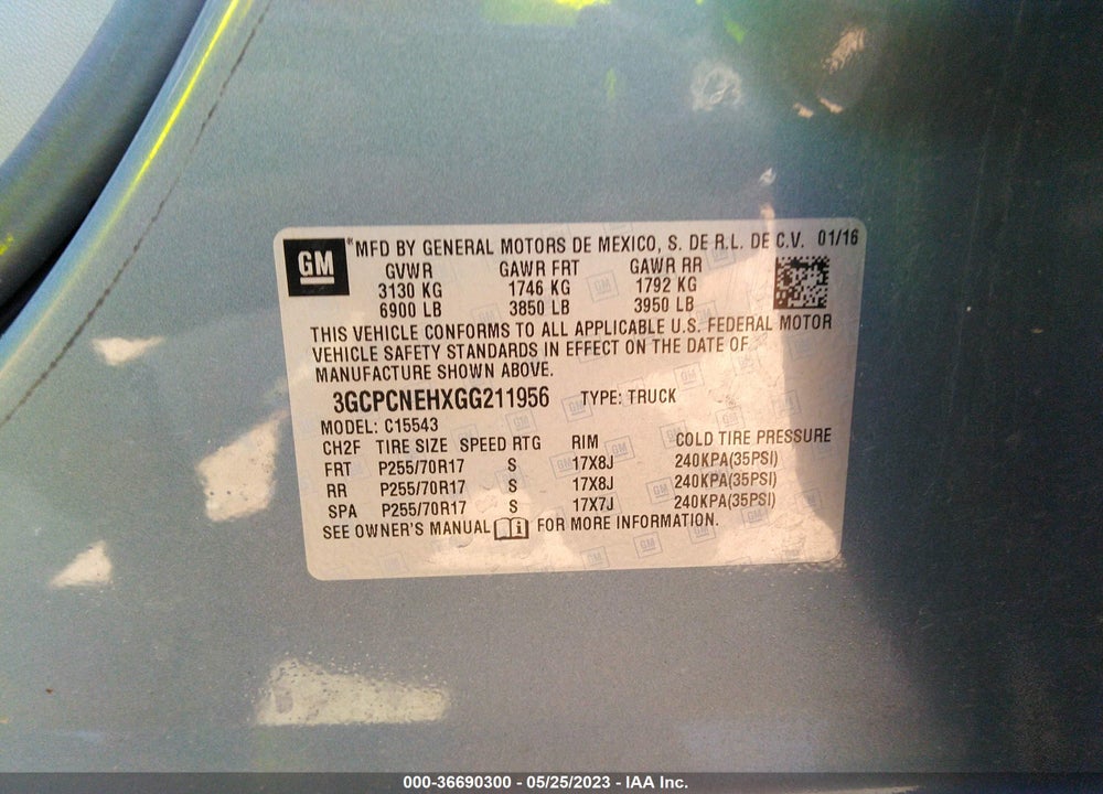 2016 CHEVROLET SILVERADO 1500 LS VIN: 3GCPCNEHXGG211956