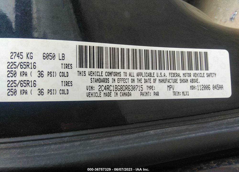 2013 CHRYSLER TOWN & COUNTRY TOURING VIN: 2C4RC1BG8DR630715