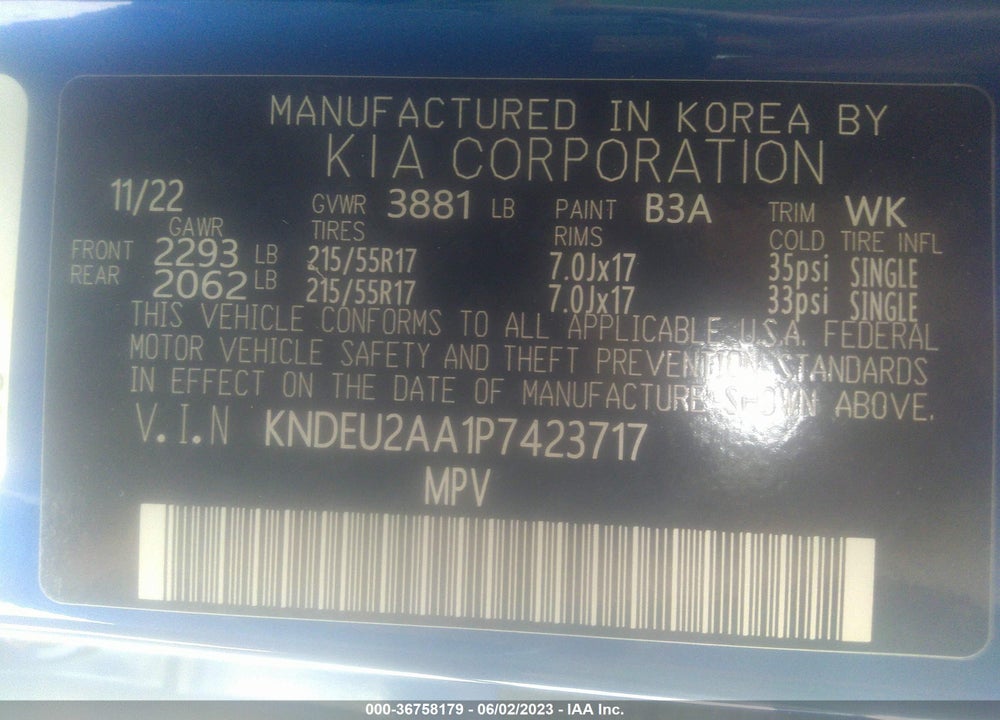 2023 KIA SELTOS S VIN: KNDEU2AA1P7423717