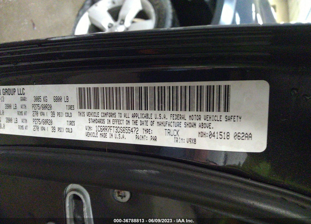 2013 RAM 1500 TRADESMAN/EXPRESS VIN: 1C6RR7FT3DS655472