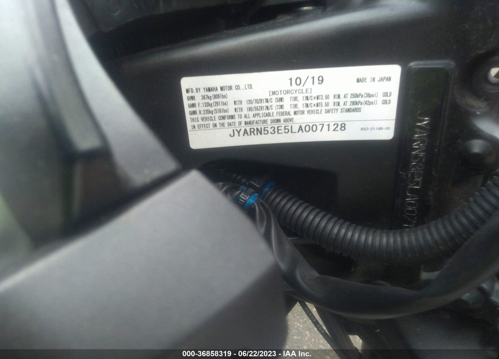 2020 YAMAHA MT09 VIN: JYARN53E5LA007128