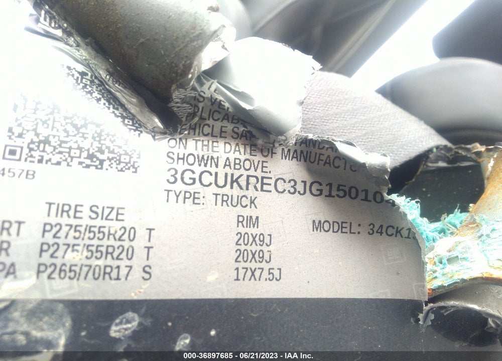 2018 CHEVROLET SILVERADO 1500 1LT VIN: 3GCUKREC3JG150104