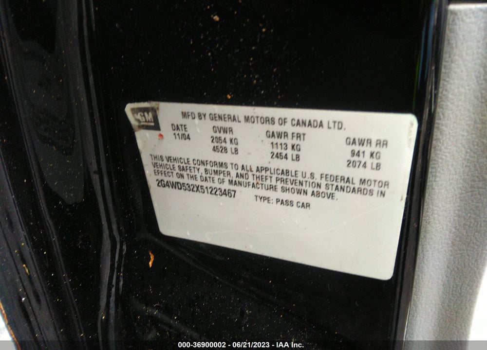 2005 BUICK LACROSSE CXL VIN: 2G4WD532X51223467
