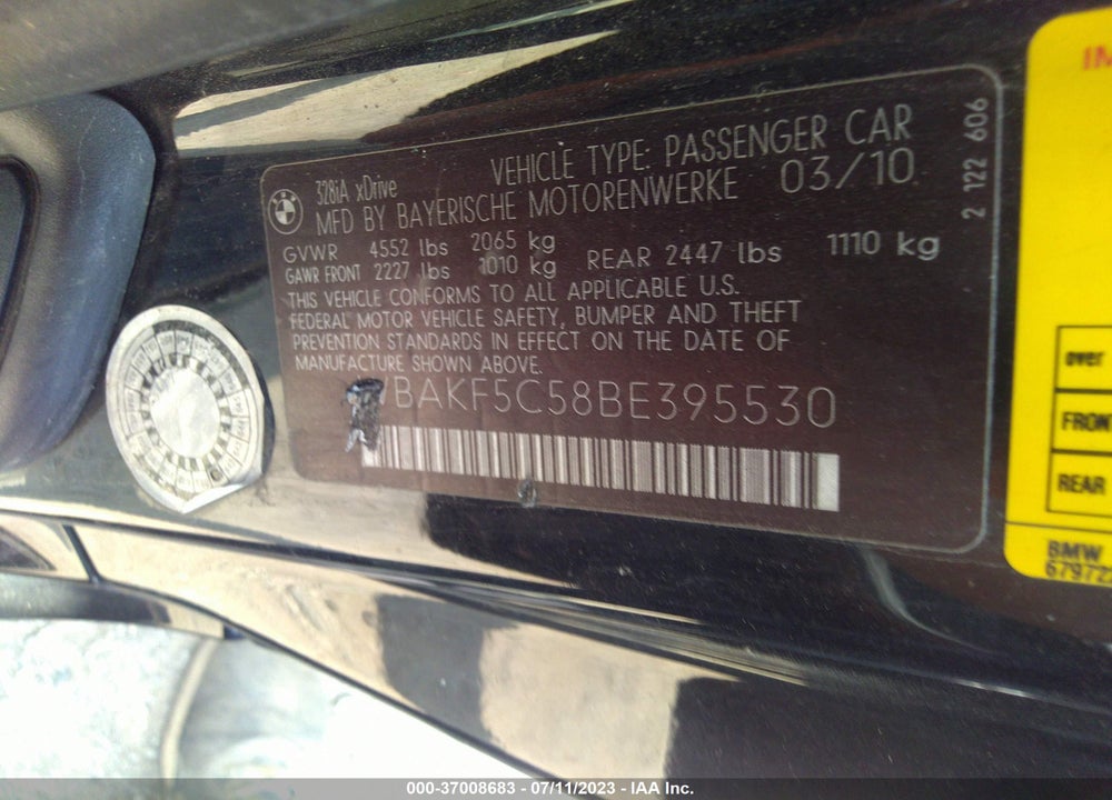 2011 BMW 328I XDRIVE VIN: WBAKF5C58BE395530