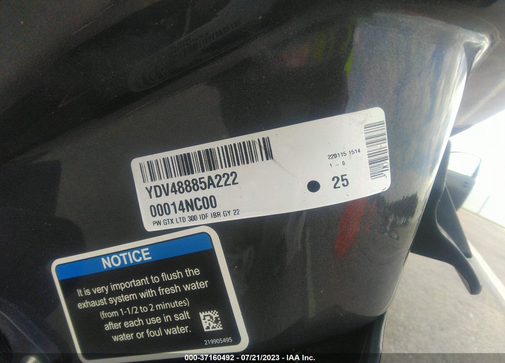 2022 SEADOO GTX-300 LIMITED VIN: 00000YDV48885A222