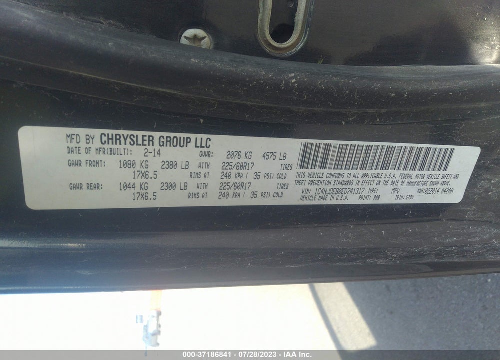 2014 JEEP COMPASS LATITUDE VIN: 1C4NJDEB0ED741317