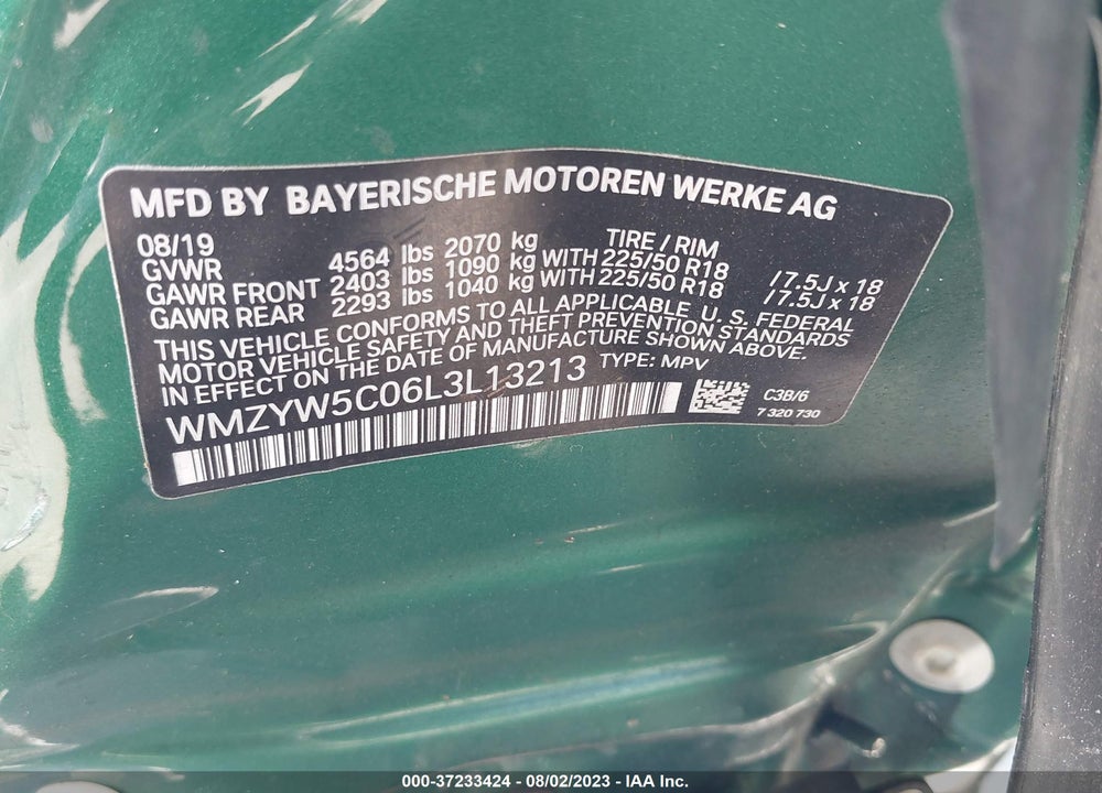2020 MINI COUNTRYMAN COOPER VIN: WMZYW5C06L3L13213