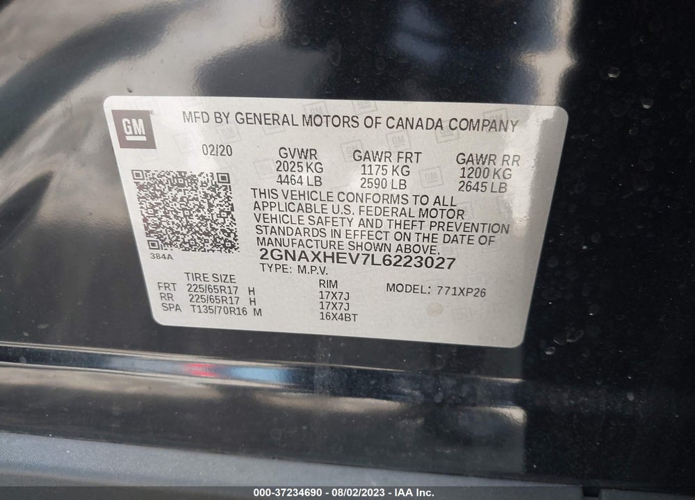 2020 CHEVROLET EQUINOX FWD LS VIN: 2GNAXHEV7L6223027