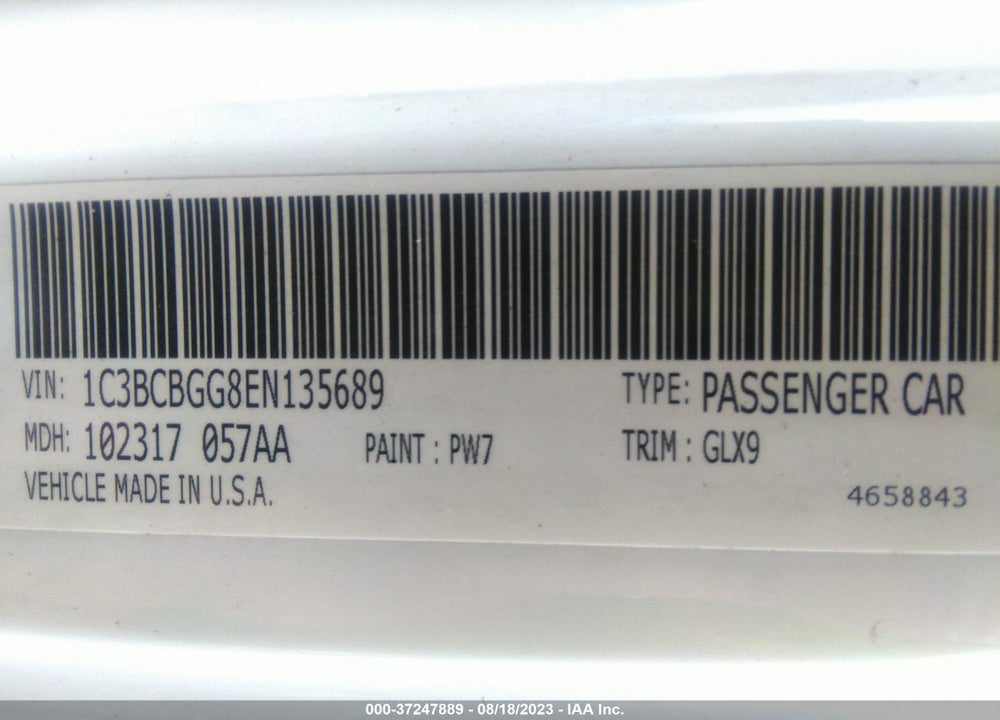 2014 CHRYSLER 200 VIN: 1C3BCBGG8EN135689