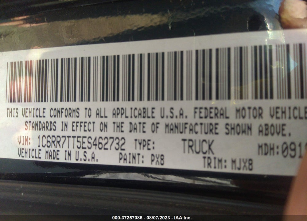 2014 RAM 1500 BIG HORN VIN: 1C6RR7TT5ES462732