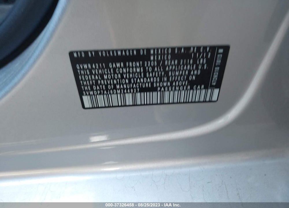 2013 VOLKSWAGEN JETTA 2.5L SE VIN: 3VWDP7AJ6DM244927