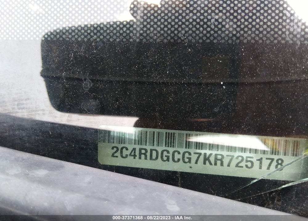 2019 DODGE GRAND CARAVAN VIN: 2C4RDGCG7KR725178