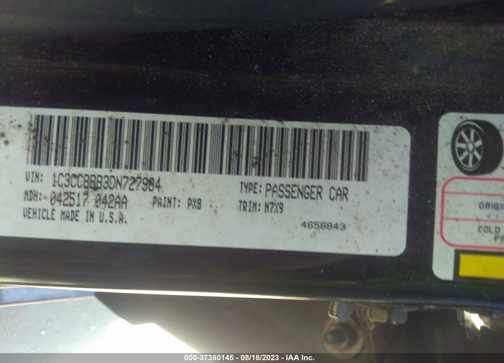2013 CHRYSLER 200 TOURING VIN: 1C3CCBBB3DN727984