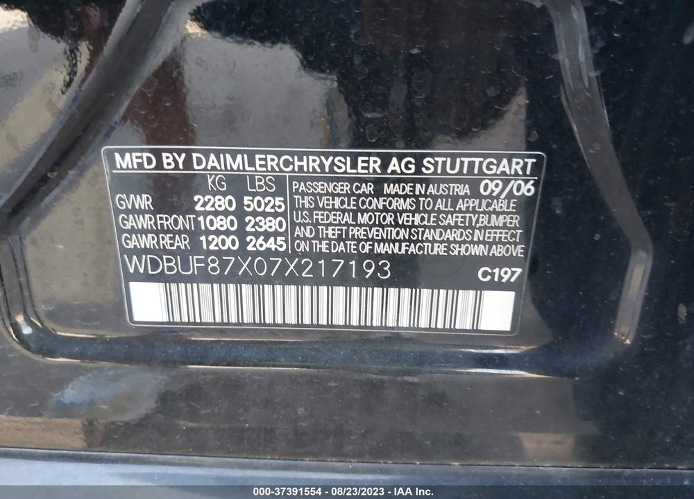 2007 MERCEDES-BENZ E 350 4MATIC VIN: WDBUF87X07X217193