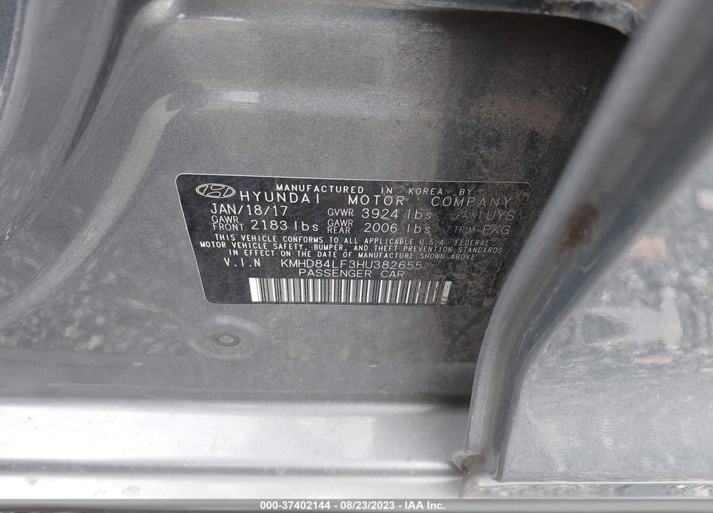 2017 HYUNDAI ELANTRA SE VIN: KMHD84LF3HU382655