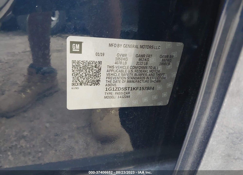 2019 CHEVROLET MALIBU LT VIN: 1G1ZD5ST1KF157884