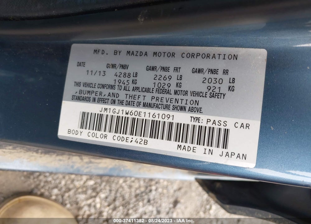 2014 MAZDA 6 I GRAND TOURING VIN: JM1GJ1W60E1161091