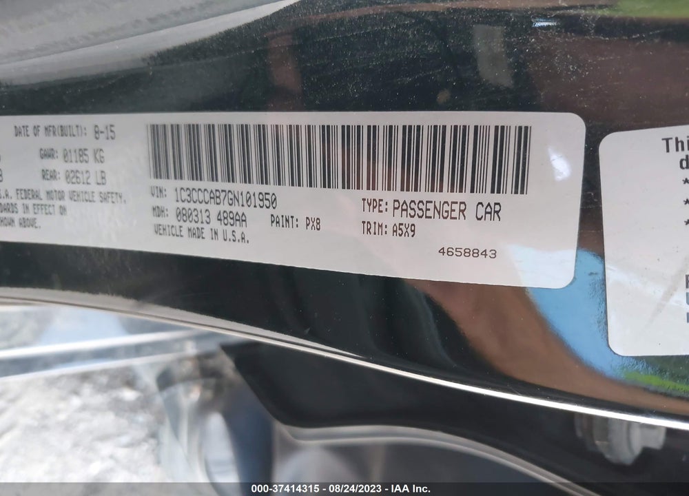2016 CHRYSLER 200 LIMITED VIN: 1C3CCCAB7GN101950