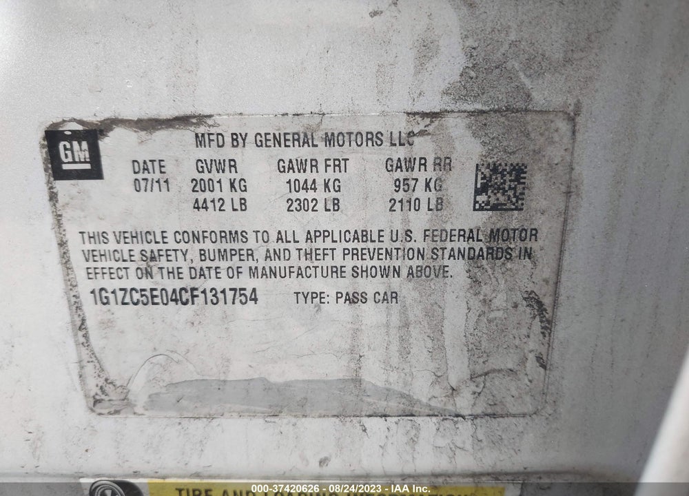 2012 CHEVROLET MALIBU VIN: 1G1ZC5E04CF131754