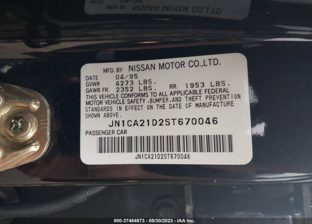 1995 NISSAN MAXIMA GLE/GXE/SE VIN: JN1CA21D2ST670046