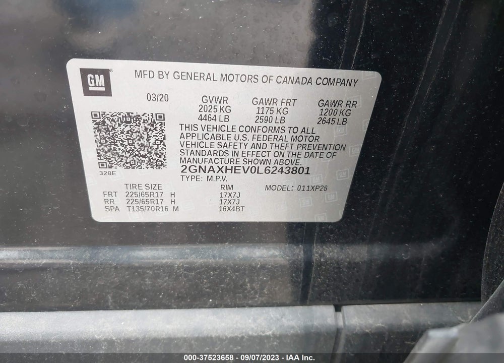 2020 CHEVROLET EQUINOX FWD LS VIN: 2GNAXHEV0L6243801