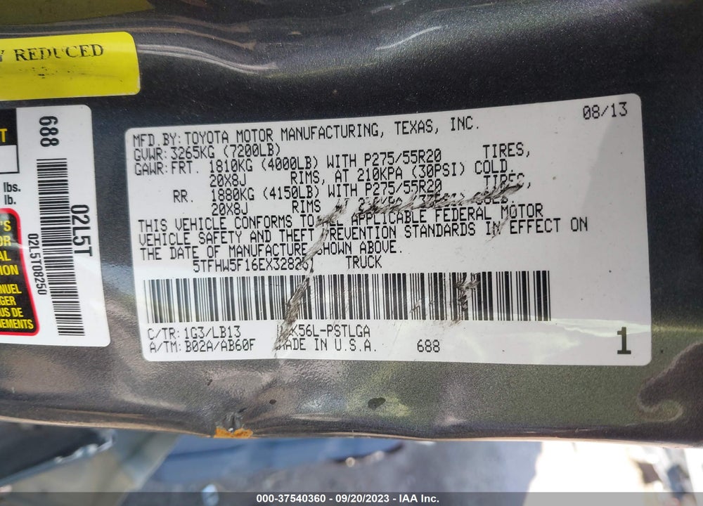 2014 TOYOTA TUNDRA LIMITED 5.7L V8 VIN: 5TFHW5F16EX328231
