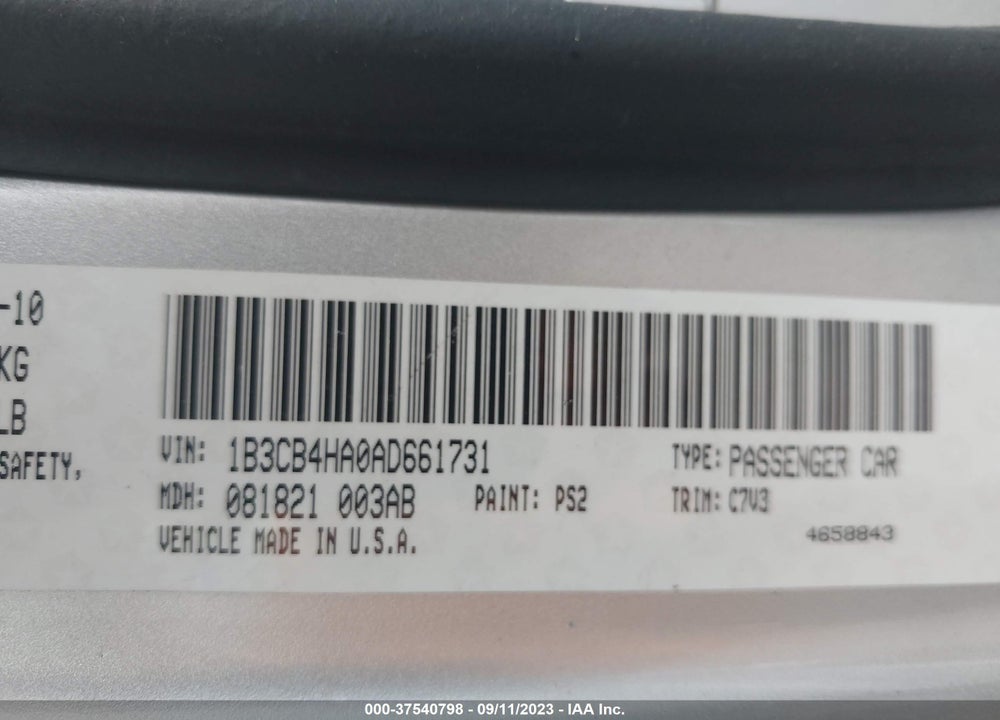 2010 DODGE CALIBER SXT VIN: 1B3CB4HA0AD661731