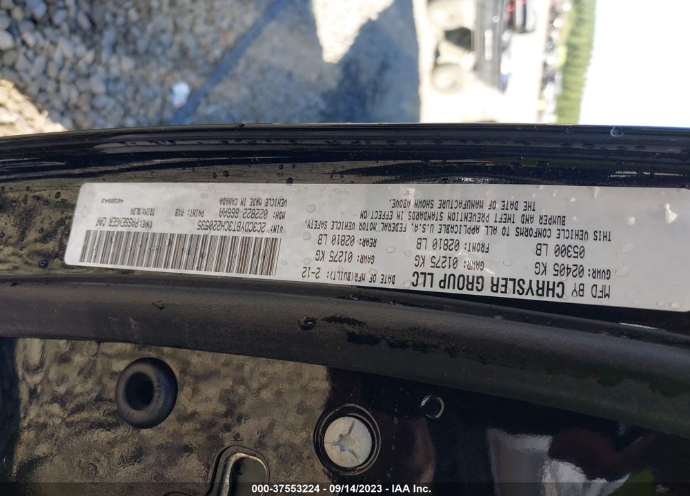 2012 DODGE CHALLENGER R/T VIN: 2C3CDYBT3CH220535