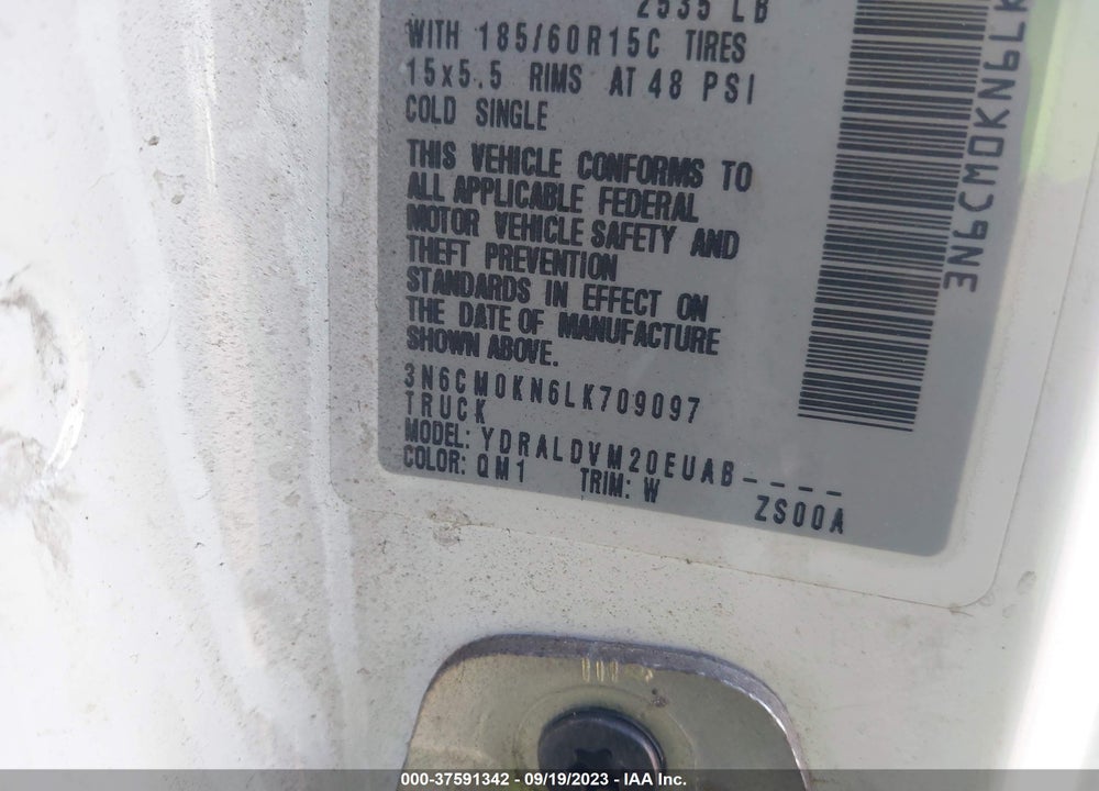 2020 NISSAN NV200 COMPACT CARGO VIN: 3N6CM0KN6LK709097