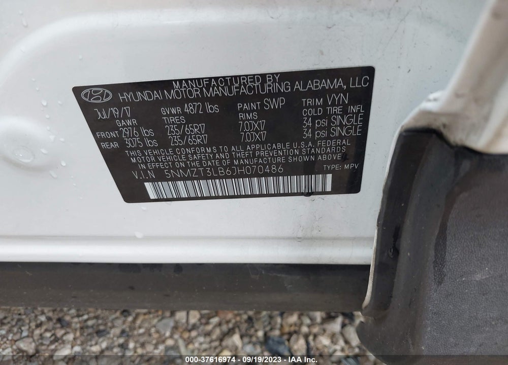 2018 HYUNDAI SANTA FE SPORT 2.4L VIN: 5NMZT3LB6JH070486