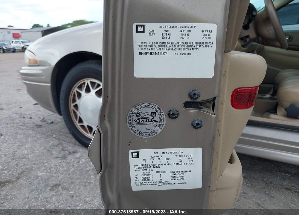 2004 BUICK LESABRE CUSTOM VIN: 1G4HP54K644114876