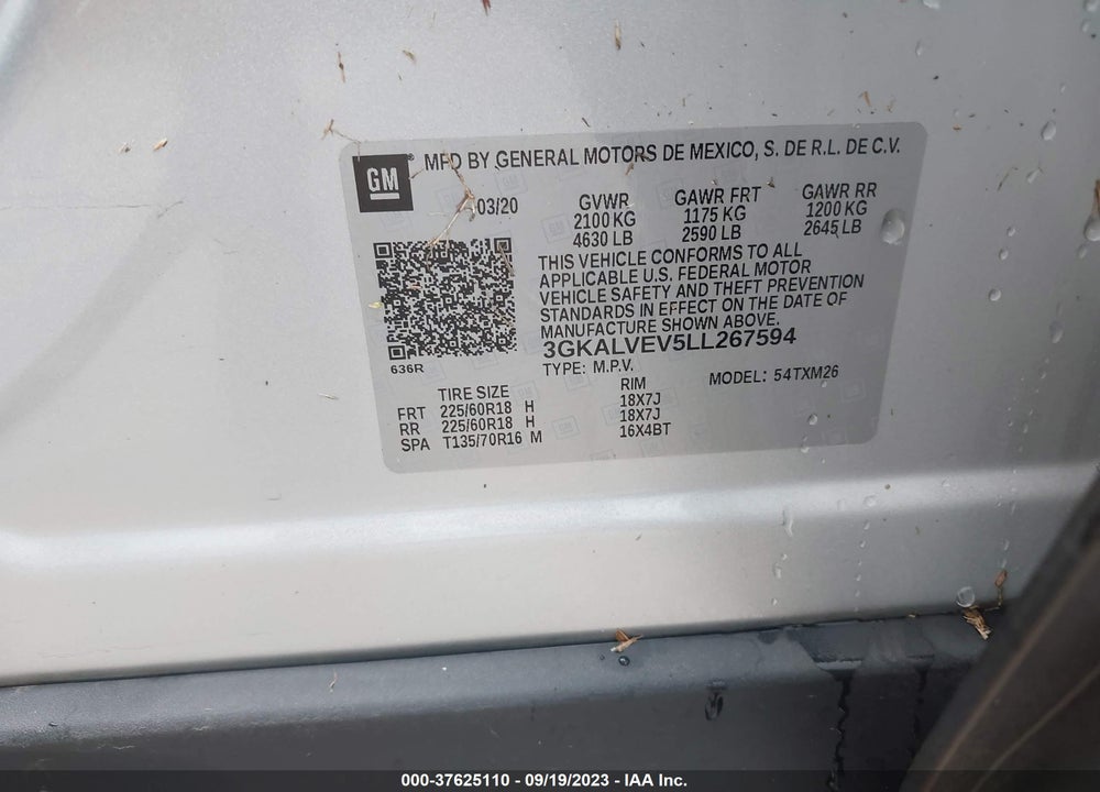 2020 GMC TERRAIN AWD SLT VIN: 3GKALVEV5LL267594
