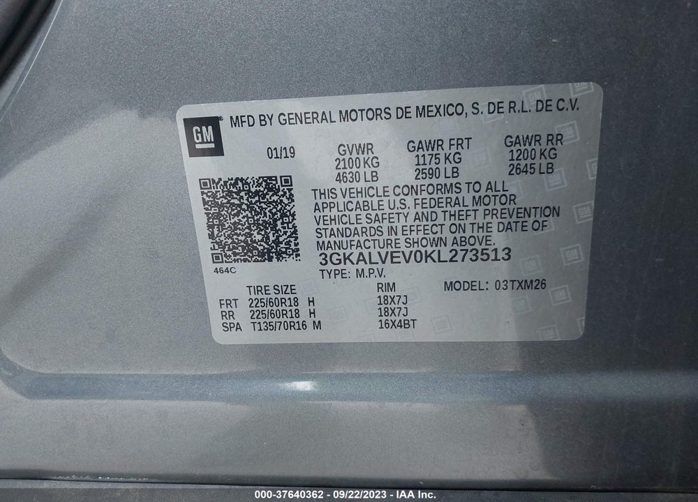 2019 GMC TERRAIN SLT VIN: 3GKALVEV0KL273513