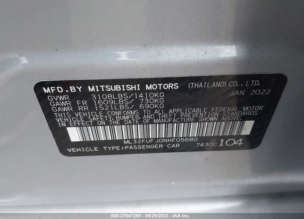 2022 MITSUBISHI MIRAGE G4 BLACK EDITION VIN: ML32FUFJ0NHF05680