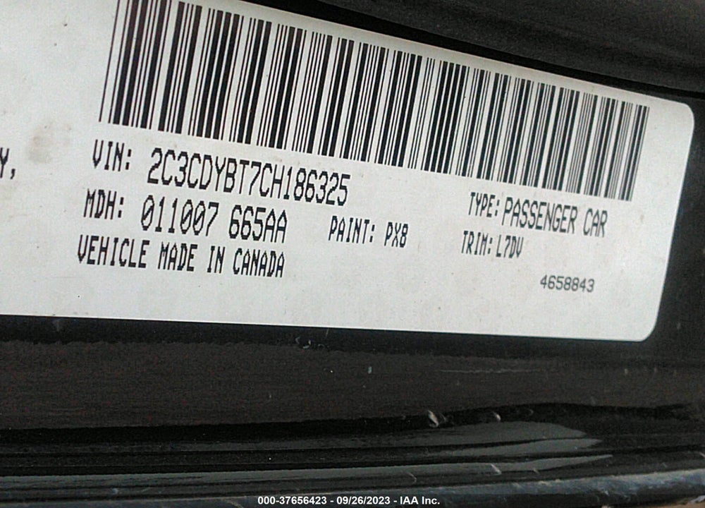 2012 DODGE CHALLENGER R/T VIN: 2C3CDYBT7CH186325