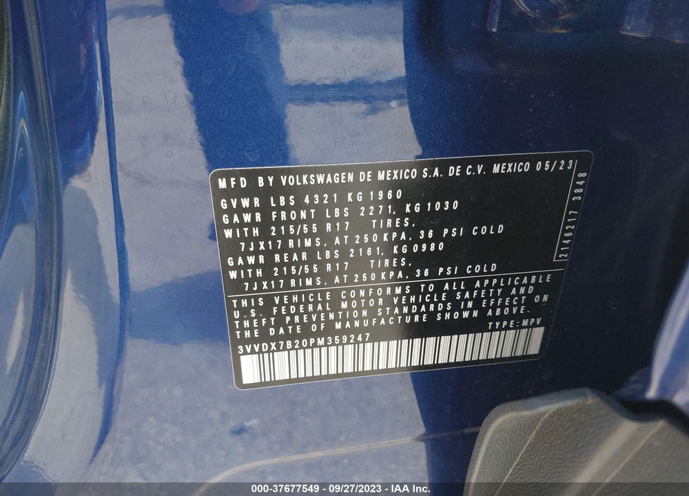 2023 VOLKSWAGEN TAOS 1.5T S VIN: 3VVDX7B20PM359247