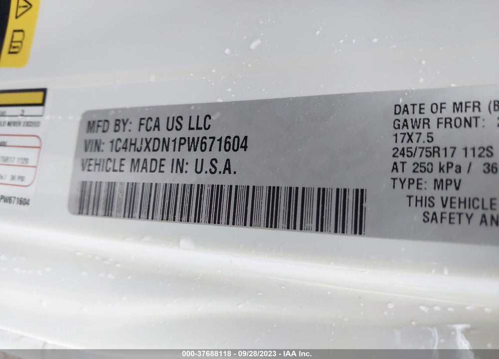 2023 JEEP WRANGLER SPORT S VIN: 1C4HJXDN1PW671604