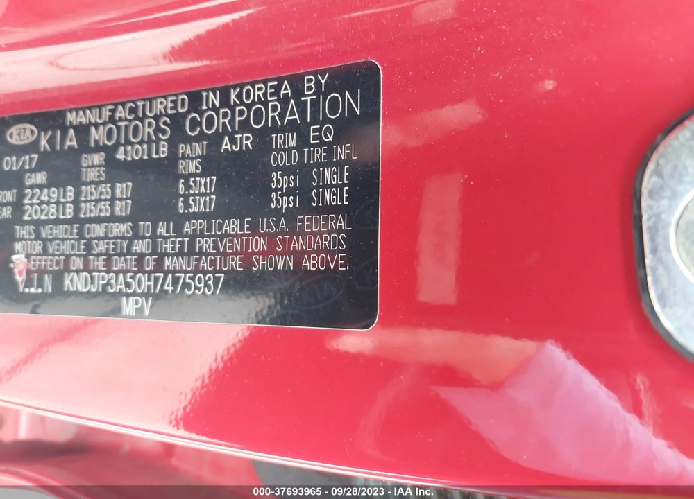 2017 KIA SOUL VIN: KNDJP3A50H7475937