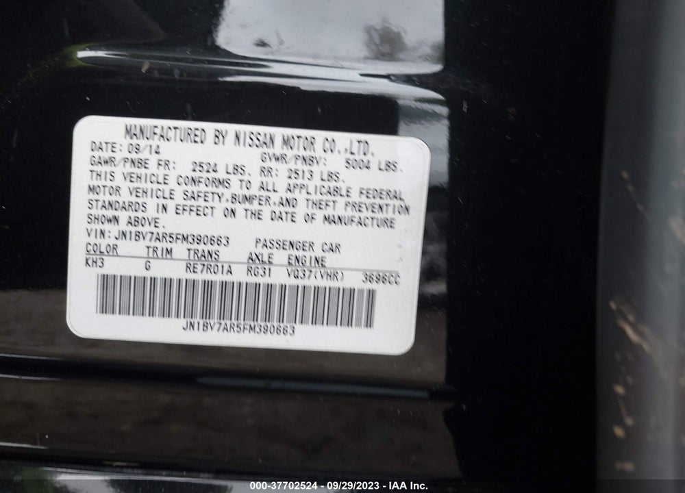 2015 INFINITI Q50 SPORT VIN: JN1BV7AR5FM390663