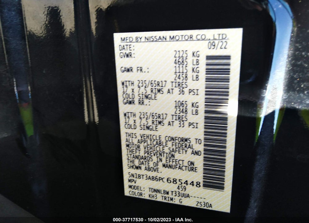 2023 NISSAN ROGUE S INTELLIGENT AWD VIN: 5N1BT3AB6PC685448