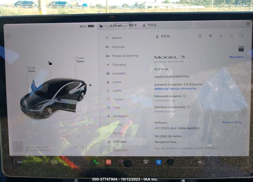 2018 TESLA MODEL 3 MID RANGE/LONG RANGE VIN: 5YJ3E1EA7JF007763