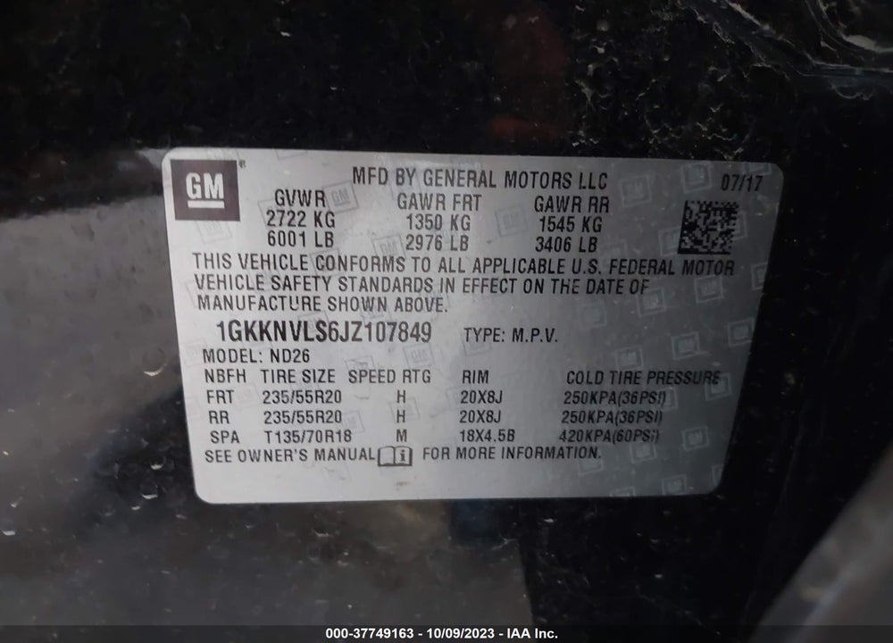 2018 GMC ACADIA SLT-1 VIN: 1GKKNVLS6JZ107849