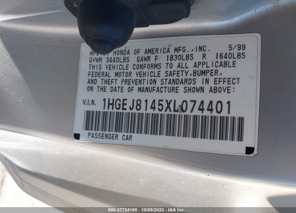 1999 HONDA CIVIC EX VIN: 1HGEJ8145XL074401