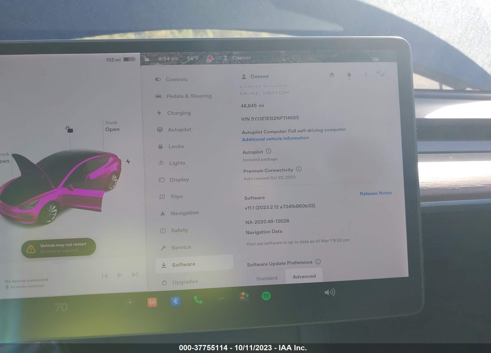 2022 TESLA MODEL 3 LONG RANGE DUAL MOTOR ALL-WHEEL DRIVE VIN: 5YJ3E1EB2NF114685
