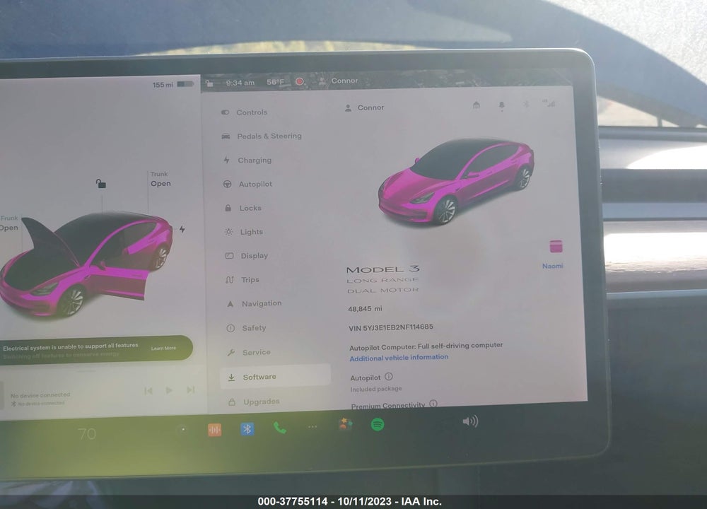 2022 TESLA MODEL 3 LONG RANGE DUAL MOTOR ALL-WHEEL DRIVE VIN: 5YJ3E1EB2NF114685
