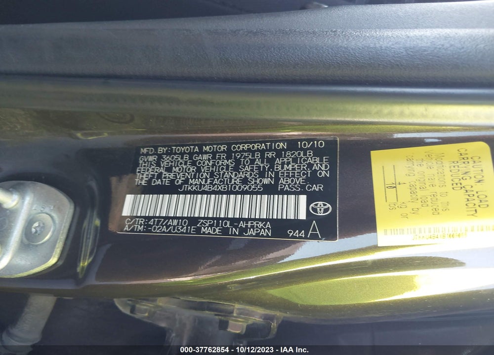 2011 SCION XD RELEASE SERIES 3.0 VIN: JTKKU4B4XB1009055