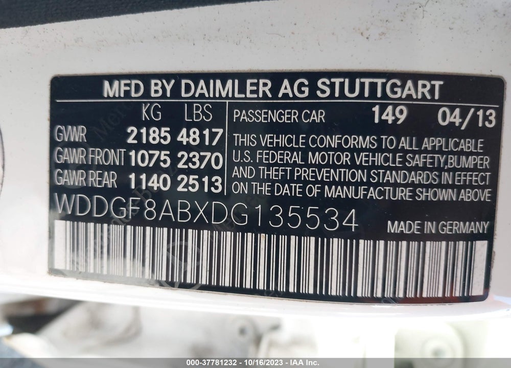 2013 MERCEDES-BENZ C 300 SPORT 4MATIC/LUXURY 4MATIC VIN: WDDGF8ABXDG135534